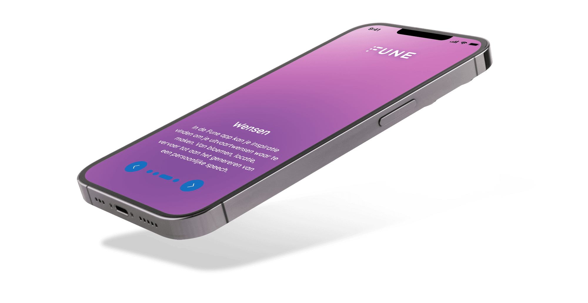 FUNE-overzicht met persoonlijke wensen op een telefoon